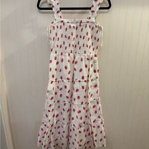 J. Crew Strawberry Print Smocked Dress